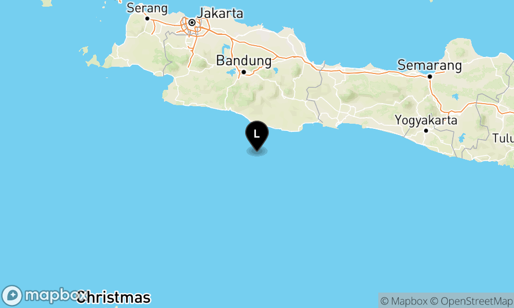 Peta Gempa Pusat gempa berada di laut 90 km baratdaya Kab Pangandaran