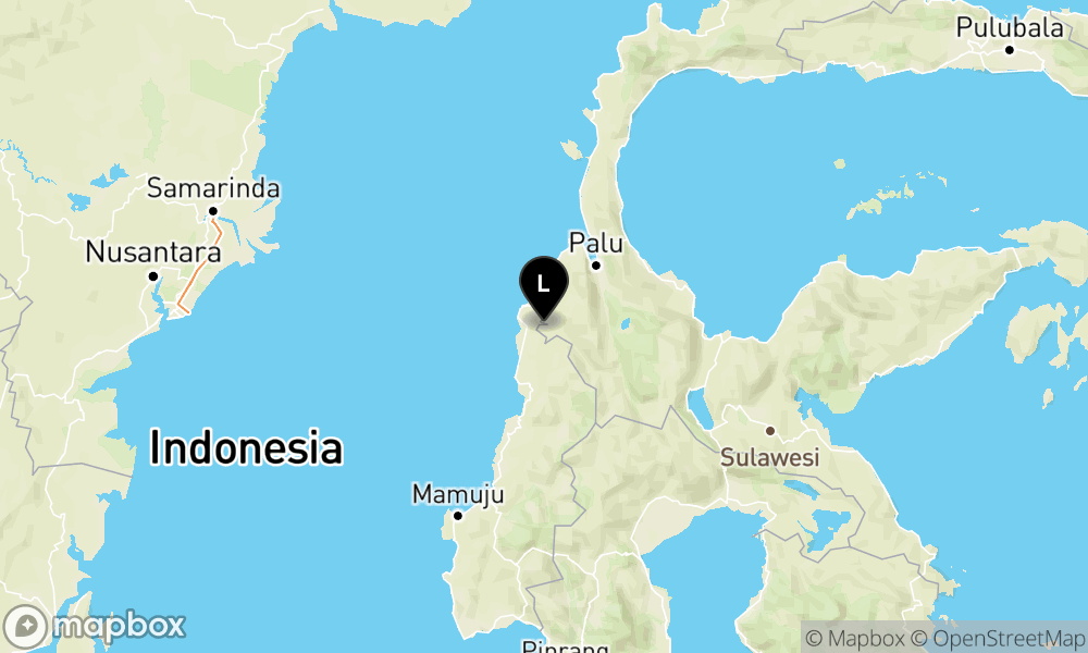 Peta Gempa Pusat gempa berada di darat 23 km tenggara Pasangkayu