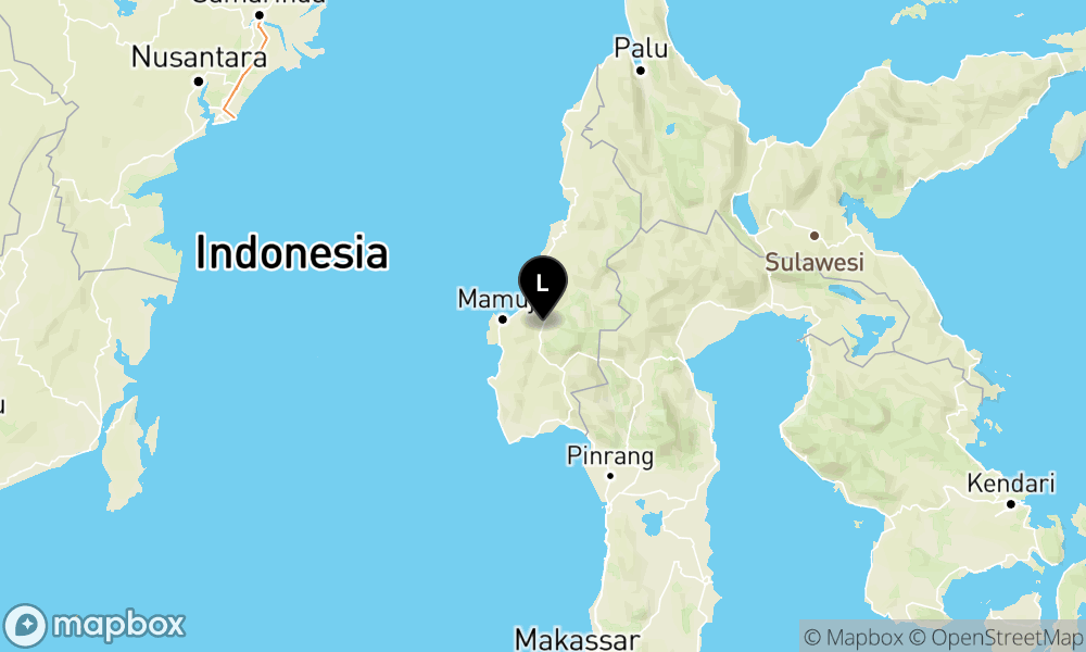 Peta Gempa Pusat gempa berada di darat 27 km barat laut Mamasa