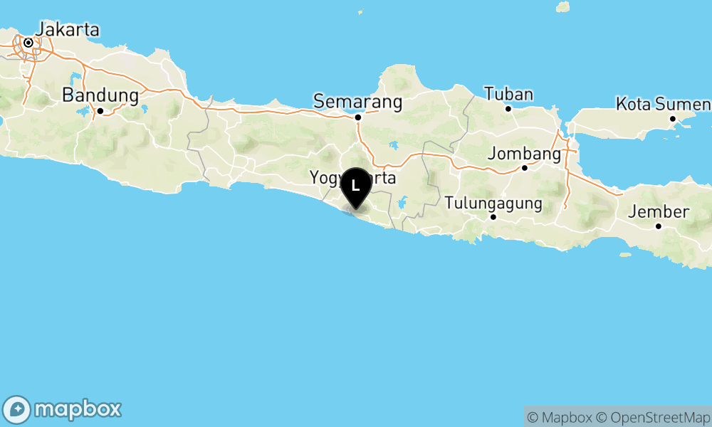 Peta Gempa Pusat gempa berada di darat 15 km tenggara Bantul