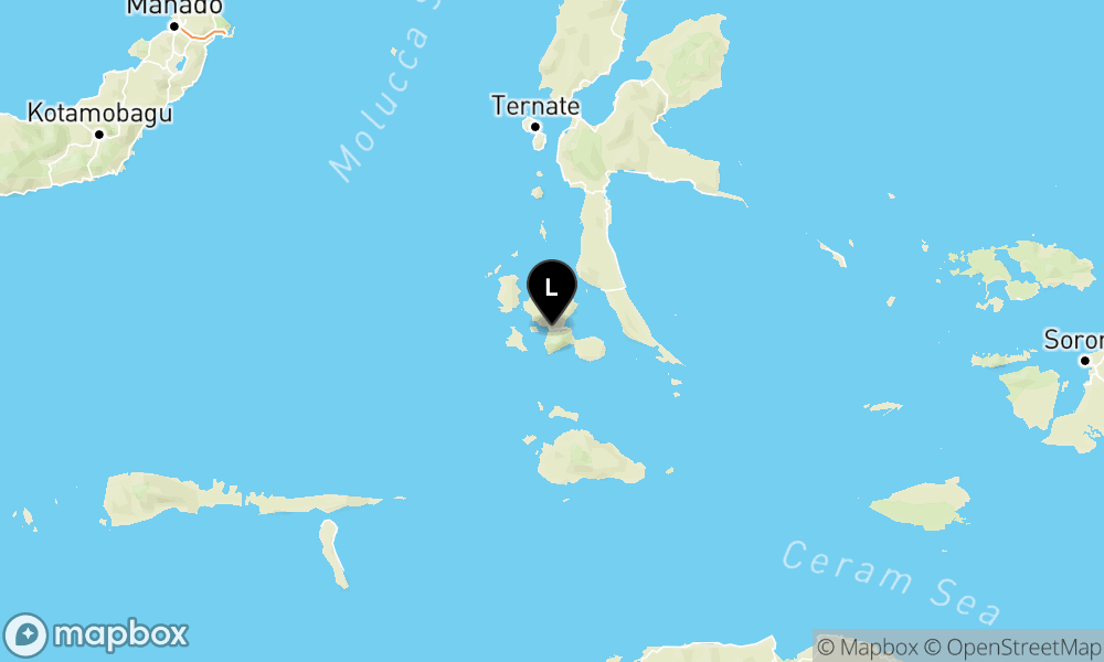 Peta Gempa Pusat gempa berada di darat 1 Km Tenggara Labuha