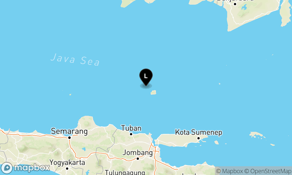 Peta Gempa Pusat gempa berada di laut 145 km Timur Laut Tuban