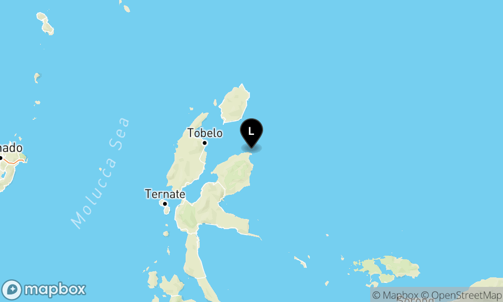 Peta Gempa Pusat gempa berada di laut 41 km timur laut Halmahera Timur