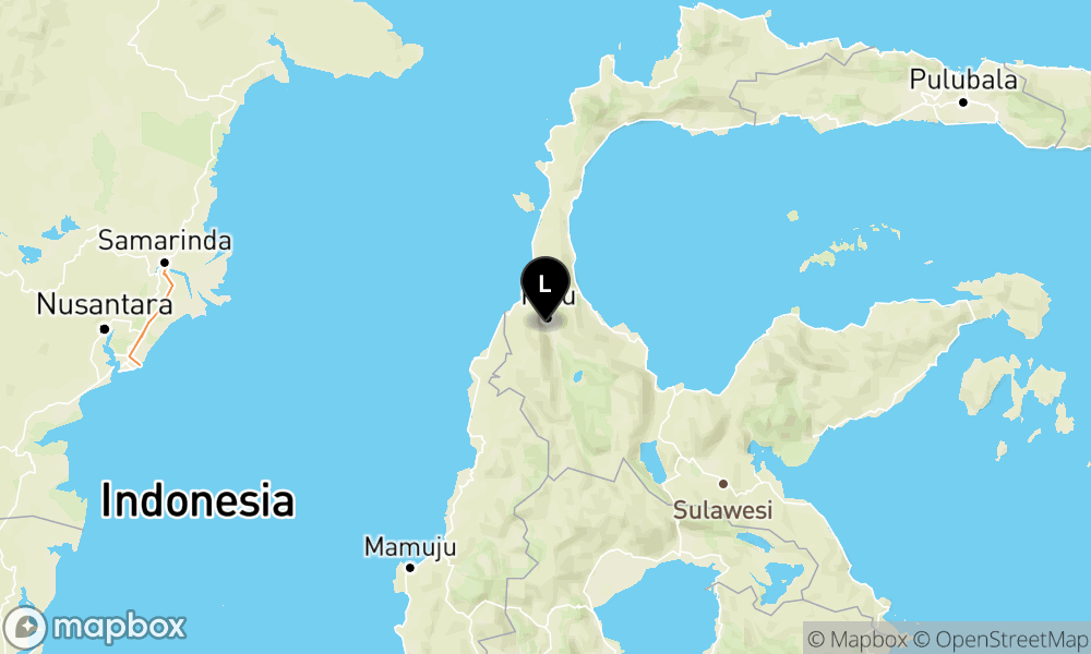 Peta Gempa Pusat gempa berada di darat 47 km BaratLaut Sigi