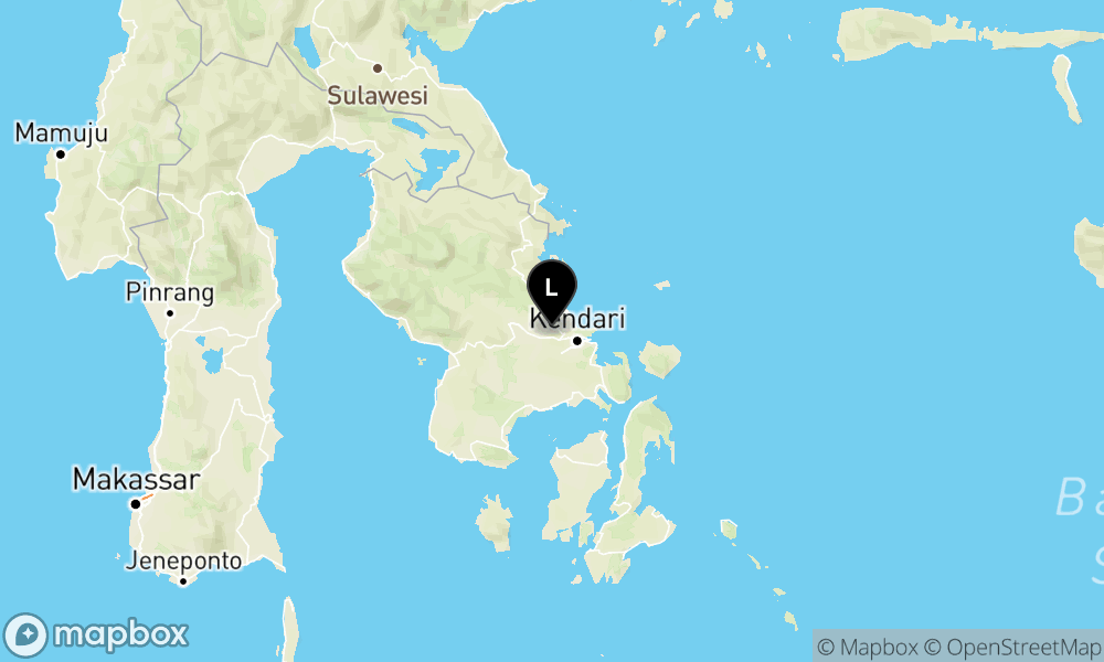 Peta Gempa Pusat gempa berada didarat 2 km tenggara Besulutu, Konawe