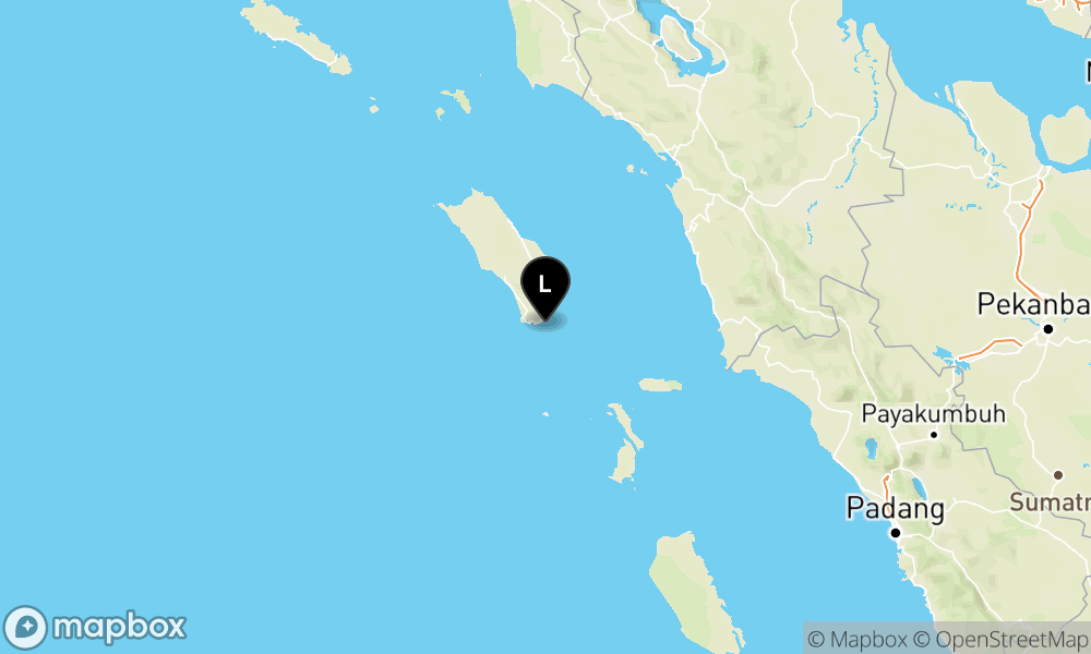 Peta Gempa Pusat gempa berada di laut 7 km tenggara Nias Selatan