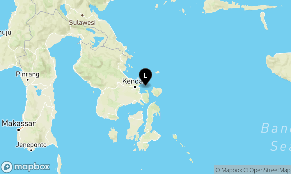 Peta Gempa Pusat gempa berada di laut 9 km BaratLaut Laonti, Konawe Selatan