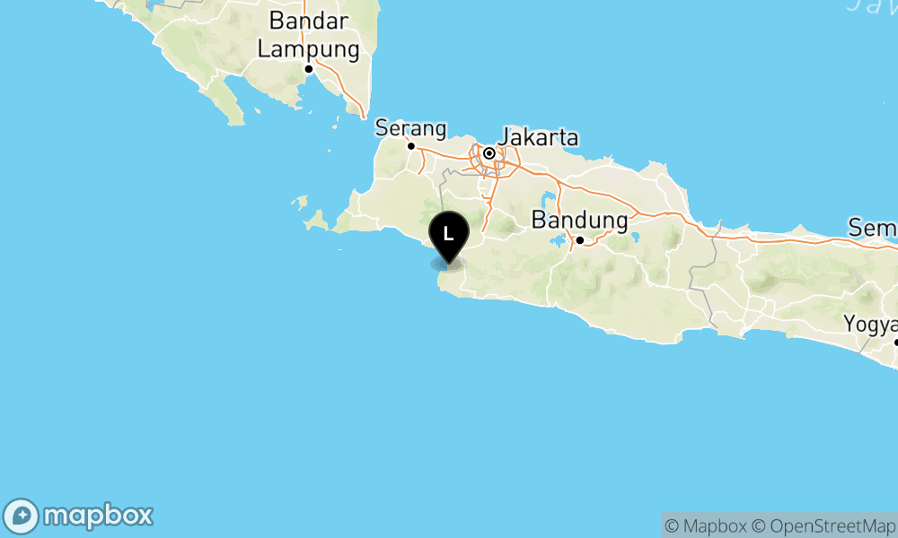 Peta Gempa Pusat gempa berada di darat 21 km barat daya Kab. Sukabumi