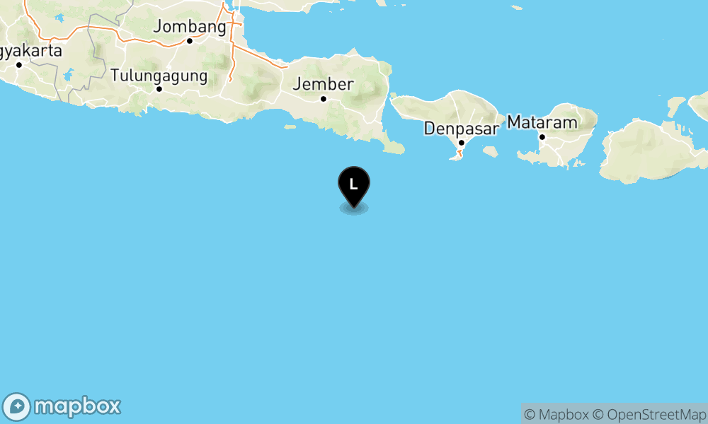 Peta Gempa Pusat gempa berada di laut 132 km barat daya Jembrana