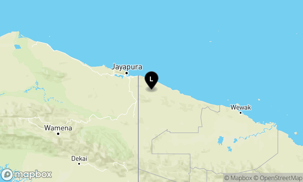 Peta Gempa 74 km TimurLaut KEEROM-PAPUA