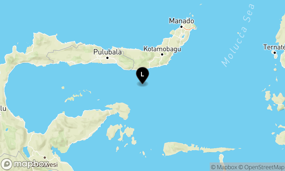 Peta Gempa 58 km BaratDaya BOLAANGUKI-BOLSEL-SULUT
