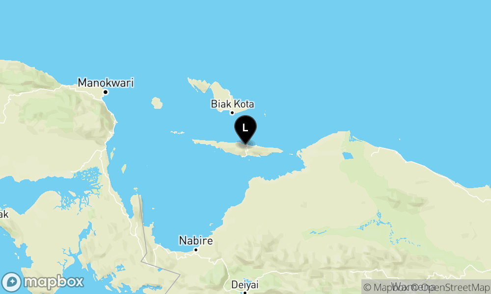 Peta Gempa Pusat gempa berada di darat 17 km Timur Laut Serui