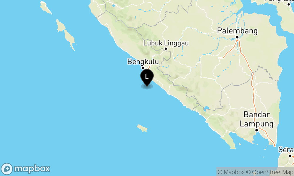 Peta Gempa Pusat gempa berada di laut 36 km Barat Daya Seluma