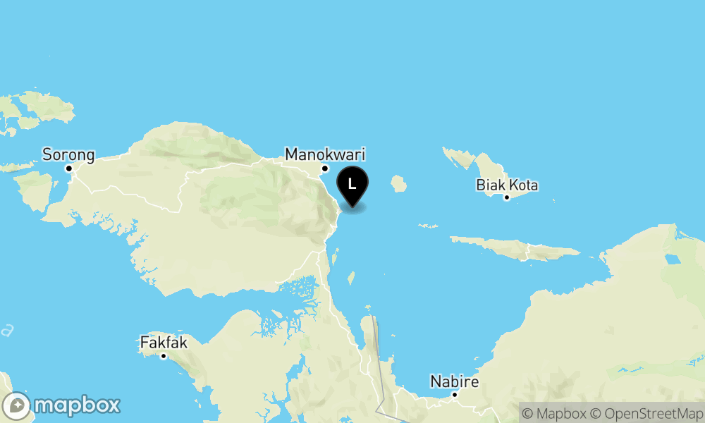 Peta episentrum gempa M4.1 — Pusat gempa berada di laut 29 km Timurlaut Ransiki