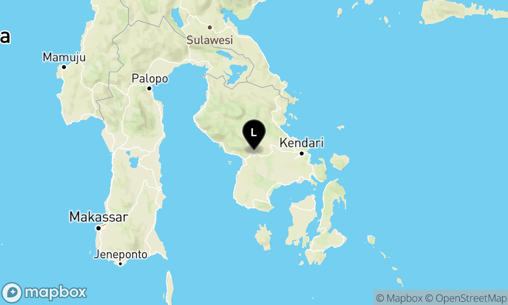Peta Gempa Pusat gempa berada di darat 2 km barat daya Tinondo, Kolaka Timur