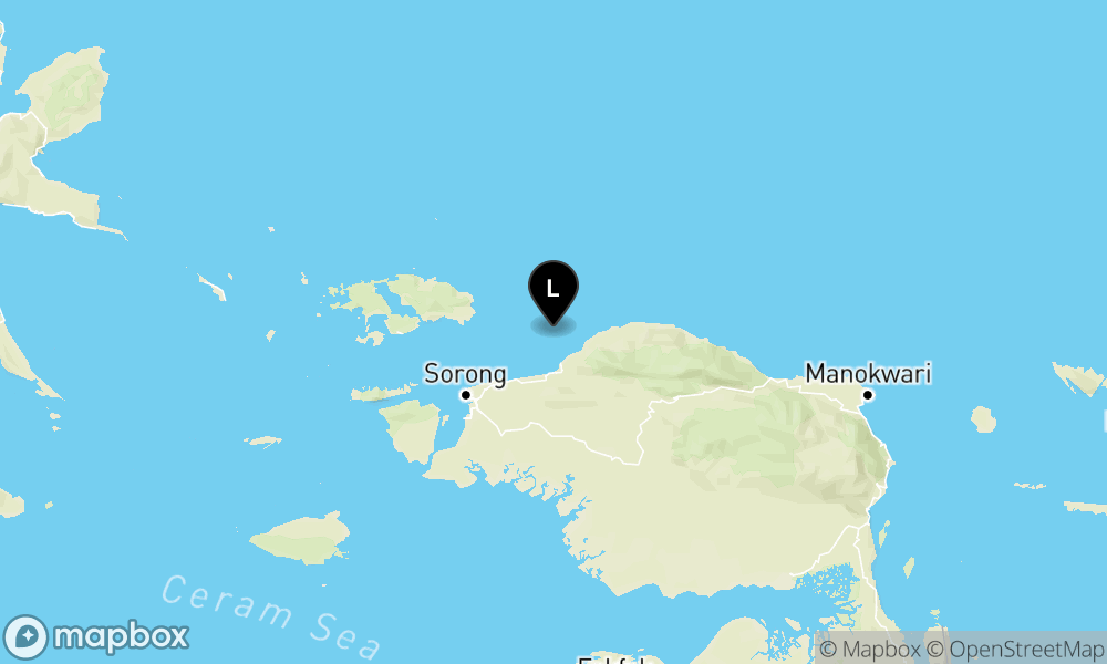 Peta Gempa Pusat gempa berada di laut 73 km Baratlaut Tambrauw