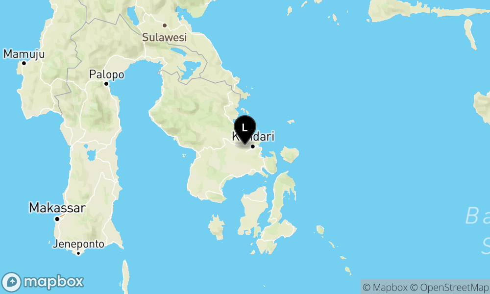 Peta Gempa Pusat gempa berada di darat 1 km Timurlaut Sampara, Konawe