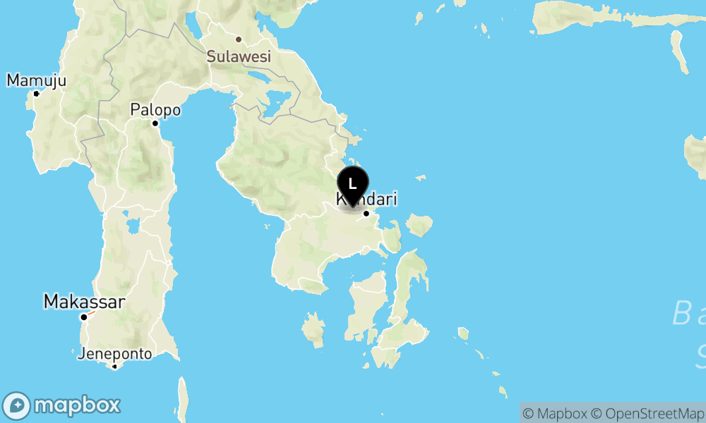 Peta Gempa Pusat gempa berada didarat 1 km Timur Laut Besulutu, Konawe