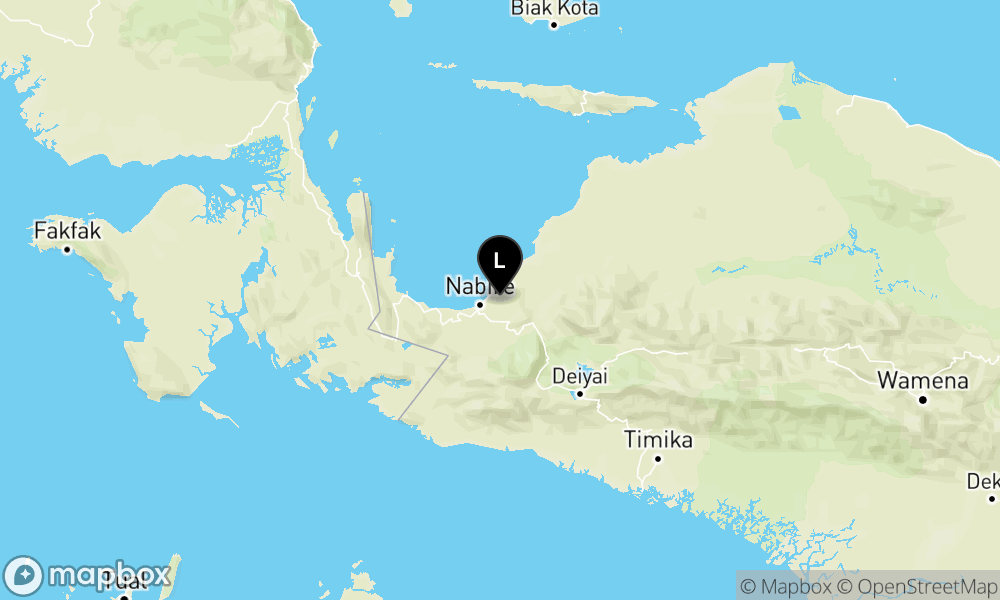 Peta Gempa Pusat gempa berada di darat 18 km timur laut Nabire