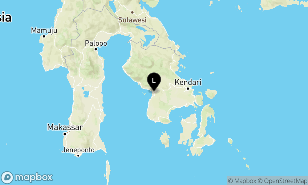 Peta Gempa Pusat gempa berada di darat 2 km timurlaut Wundulako, Kolaka