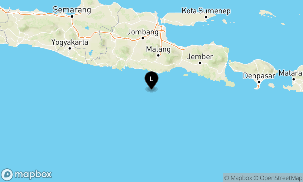 Peta Gempa Pusat gempa berada di Laut 83 km BaratDaya Kab. Malang