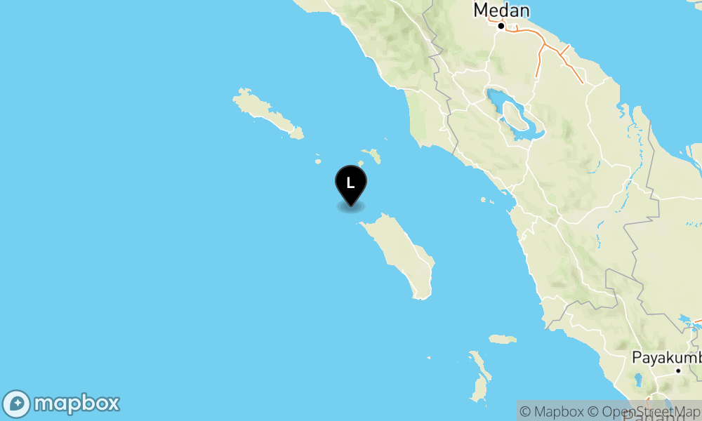 Peta Gempa Pusat gempa berada di darat 40 km barat laut Nias Utara