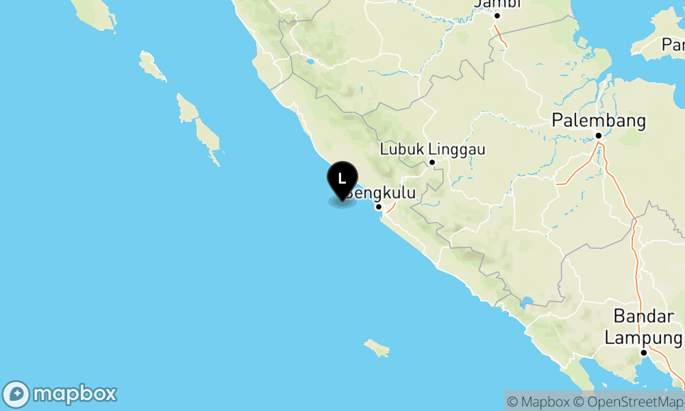 Peta Gempa Pusat gempa berada di laut 54 km BaratDaya Bengkulu Utara
