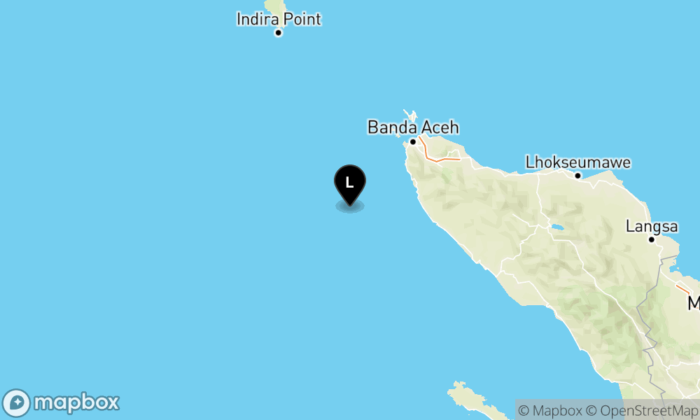 Peta Gempa Pusat gempa berada di laut 108 km Barat laut Calang - Aceh Jaya