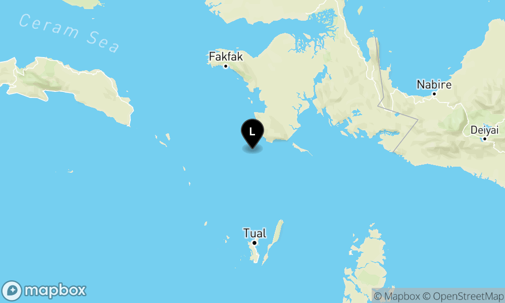 Peta Gempa 131 km BaratDaya FAKFAK-PAPUABRT
