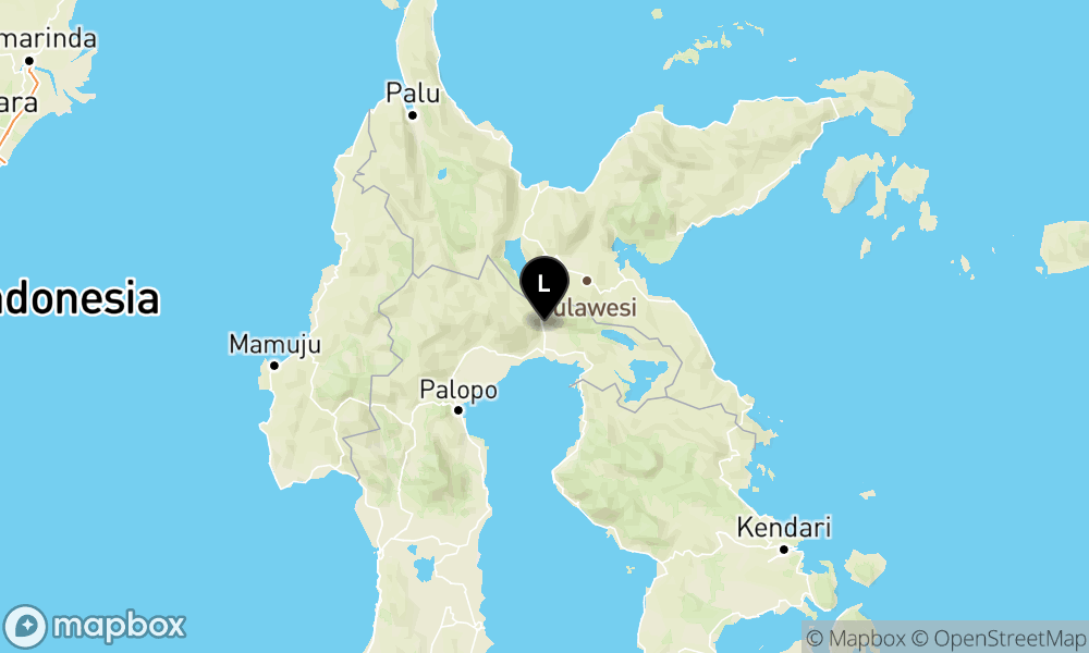 Peta Gempa Pusat gempa berada di darat 44 km BaratLaut Luwu Timur