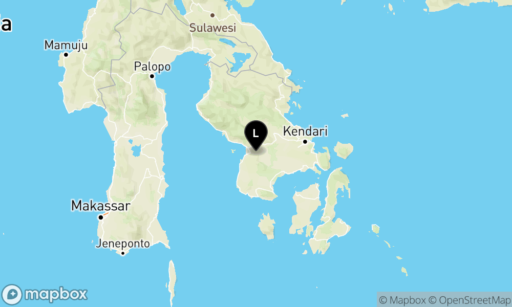 Peta Gempa Pusat gempa berada di darat 3 km Tenggara Baula, Kolaka