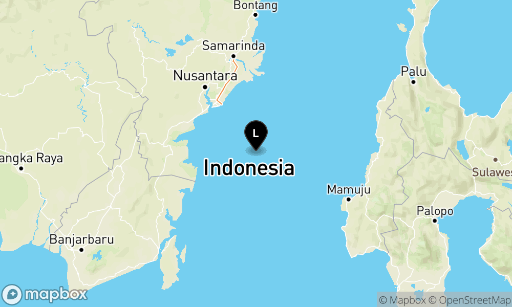 Peta Gempa Pusat gempa berada di laut 107 km Tenggara Balikpapan