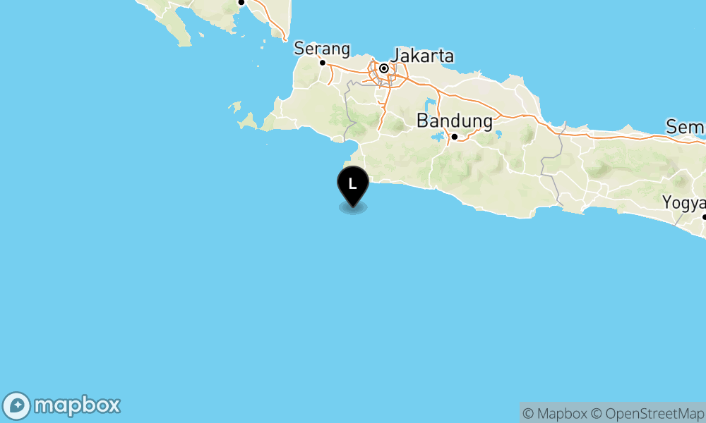 Peta Gempa Pusat gempa berada di laut 83 km barat daya Kabupaten Sukabumi