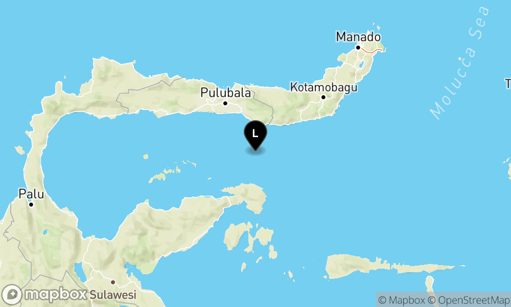 Peta Gempa Pusat gempa berada di laut 74 Km Tenggara, Bonebolango, Gorontalo