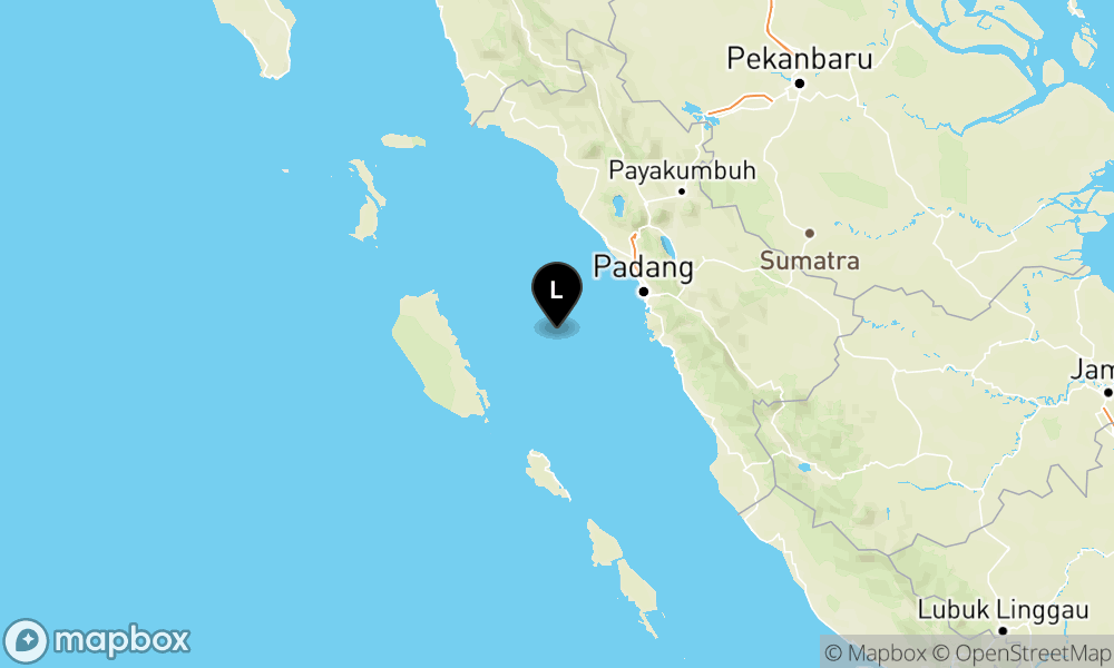 Peta Gempa Pusat gempa berada di laut 73 km Barat Daya Padang