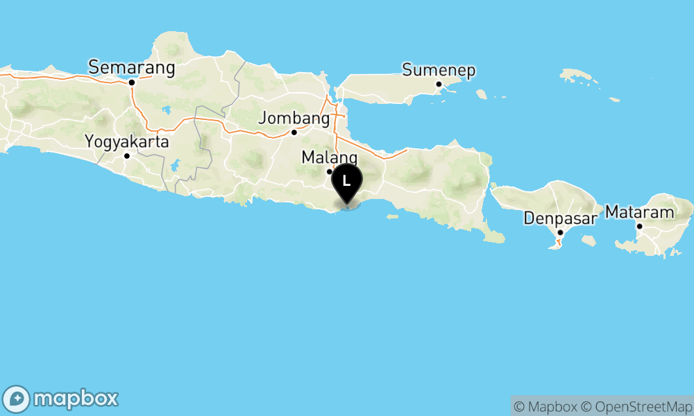 Peta Gempa Pusat gempa berada di darat laut 39 km tenggara kab. Malang