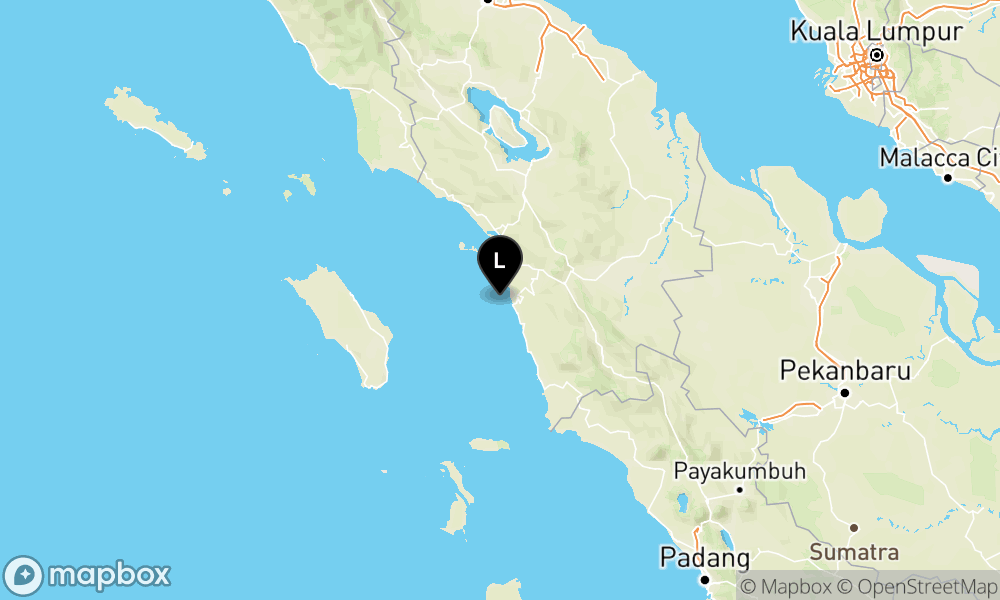 Peta Gempa Pusat gempa berada di laut 50 km barat daya Tapanuli Tengah