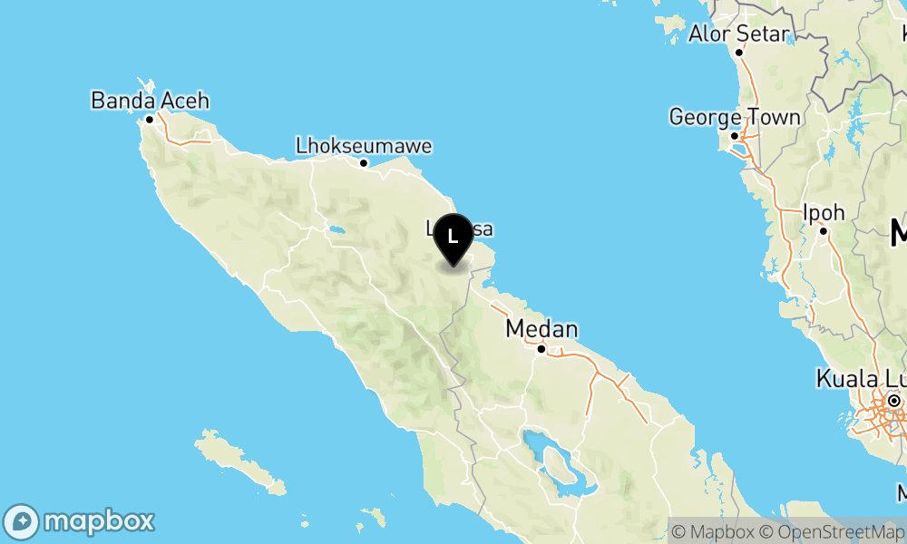 Peta Gempa Pusat gempa berada di darat 16 km Barat Daya Kab. Aceh Tamiang
