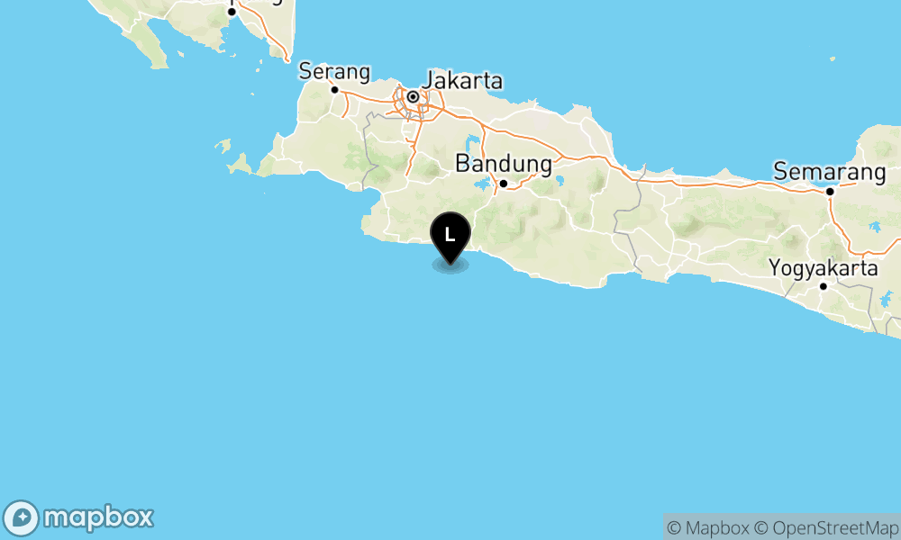 Peta Gempa Pusat gempa berada di laut 82 km Barat daya Kab. Bandung
