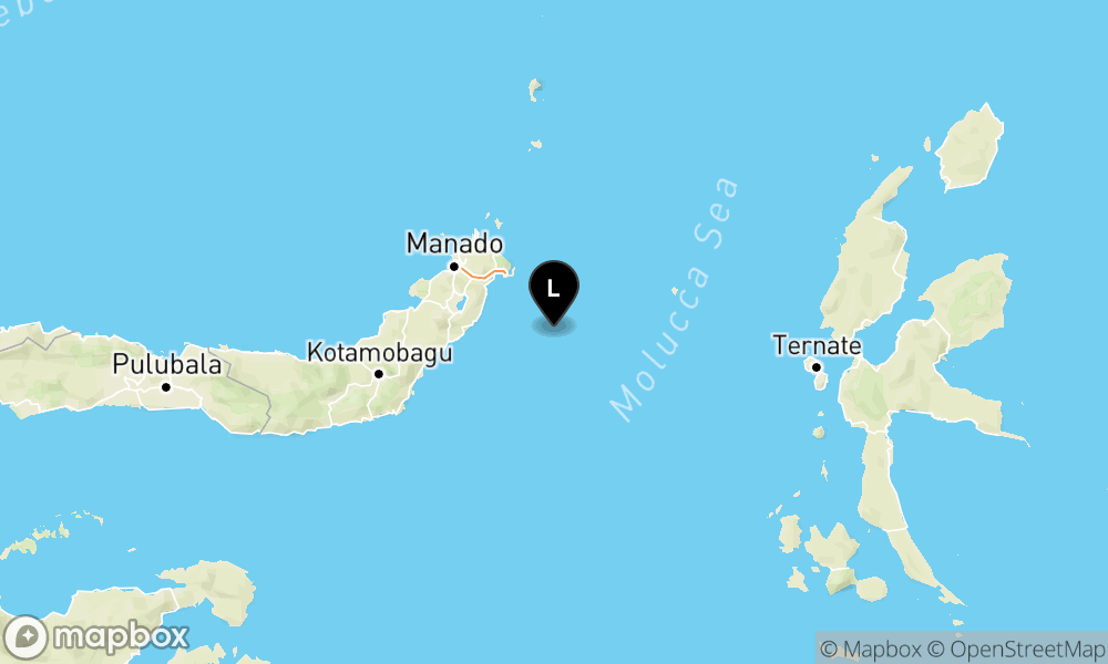 Peta Gempa 65 km Tenggara BITUNG-SULUT