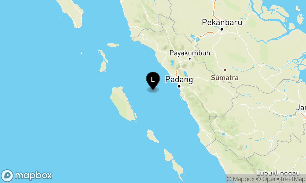 Peta Gempa Pusat gempa berada di laut 67 Km barat daya Pariaman