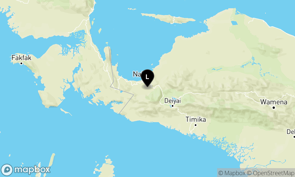 Peta Gempa Pusat gempa berada di darat 28 km Tenggara Nabire