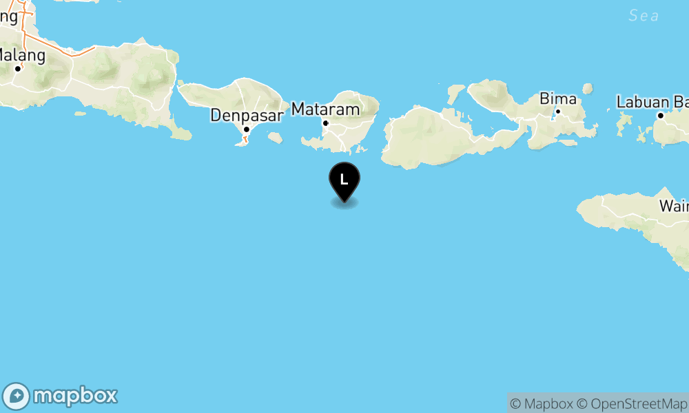 Peta Gempa Pusat gempa berada di laut 89 km tenggara Lombok Tengah