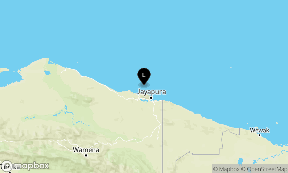 Peta Gempa Pusat gempa berada di laut 40 km timur laut Kabupaten Jayapura