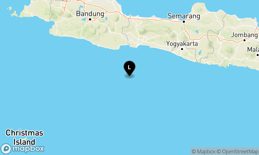 Peta Gempa Pusat gempa berada di laut 105 km Barat Daya Cilacap