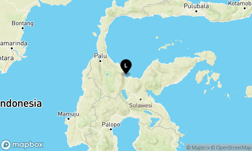 Peta Gempa Pusat gempa berada di laut 12 km baratlaut Poso