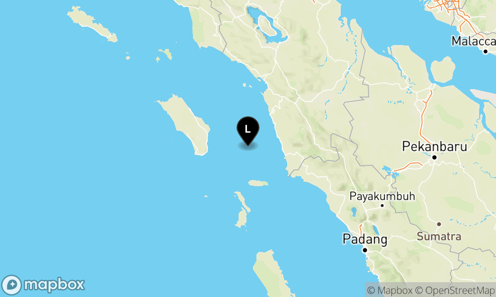 Peta Gempa Pusat gempa berada di laut 80 km timurlaut Nias Selatan