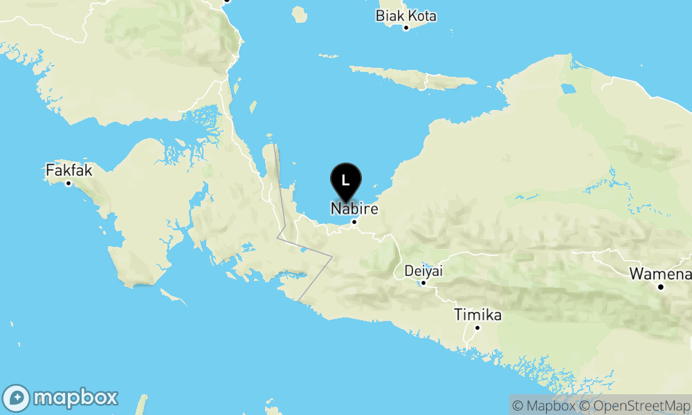 Peta Gempa Pusat gempa berada di darat 21 km Barat Laut Nabire