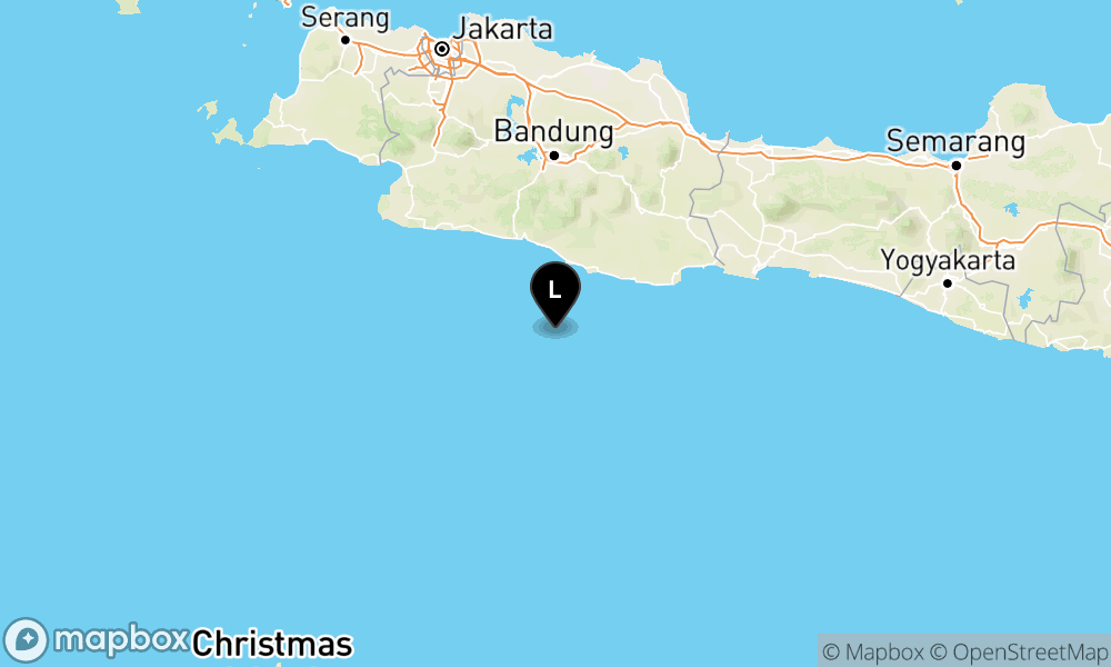 Peta Gempa Pusat gempa berada di laut 103 km baratdaya Kab. Tasikmalaya