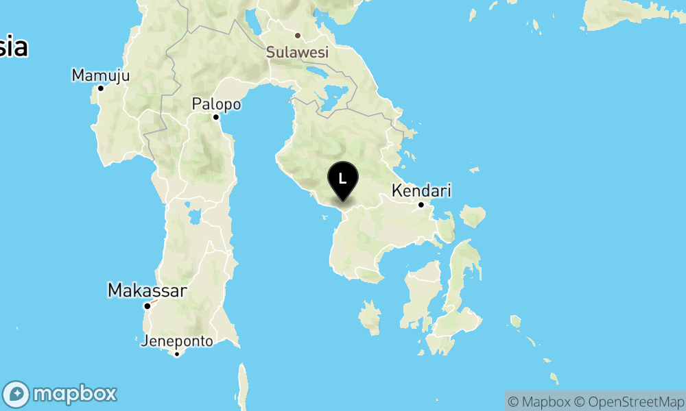 Peta Gempa Pusat gempa berada di darat 2 km baratdaya Kolaka